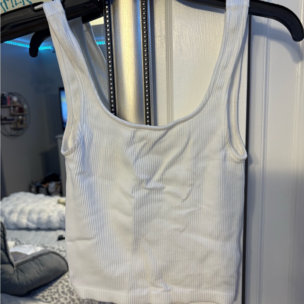 Ardene White Ribbed Tank Top